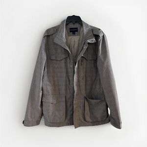 Banana‎ Republic Fall Mens M  Military Field Jacket Coat Checkered 7 Pocket